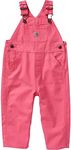 Carhartt girls Bib Overalls (Lined and Unlined), Carhartt Pink Lemonade, 2T