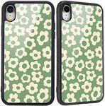 MAYCARI Compatible with iPhone 6 Plus/iPhone 6s Plus Case Green Flower Design, Hard Back with Cute Floral Pattern Soft TPU Bumper Protective Case for Women