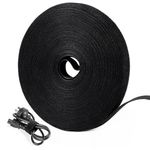 OneLeaf 46ft x 1/2inch Fastening Cable Ties Roll, Reusable Self-Gripping Strips, Double Sided Hook and Loop Tape Cable Management, Cut to Length Straps, Black Heavy Duty Wire Management