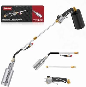 IgnitChef Propane Torch Weed Burner, One-Touch Max Fire, Heavy Duty-340,000 BTU Weed Torch with 2 Extension Modes, Piezo Trigger(Self Igniting) for Weeds, Ice Melting, Roofing