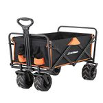 EchoSmile Heavy Duty 350 Lbs Capacity Collapsible Wagon, Outdoor Folding Camping Wagons, Grocery Portable Utility Cart, Adjustable Rolling Carts, All Terrain Sports Wagon with Big Wheels, Beach Wagon