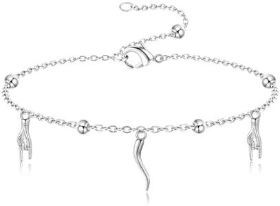 TALYKONG Italian Horn Bracelet Italian Luck Hand Bracelet Anklet Cornicello Jewelry Gifts for Women, 12.6*9.8mm, Metal, Cubic Zirconia