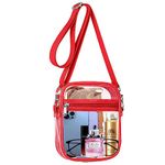 Clear Purses Crossbody Bag, Clear Shouder Red Bag Stadium Approved, TSA Approved Transparent Bag for Concert Sports for Women