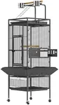 GarveeHome 61 Inch Large Bird Cage, Metal Bird Fight Cage with Play Top, Rolling Stands, Feed Bowls, Wide Tall Parrot Cage for Parakeets, Conures, Cockatiel, Cockatoo, Black