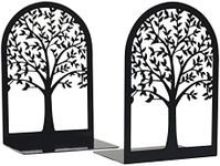 1 Pairs/2 Pcs Large Black Book Ends, Bookends, Bookends for Home Decorative, Bookends for Shelves, Tree of Life Bookend Supports, Bookends for Heavy Books, Book Shelf Holder, Bookend Supports