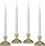 612 Vermont Battery Operated LED Taper Window Candles with Timer (6 on/18 Off), Patented Warm White Dual LED Flicker Flame, VT-1660P-4 (Pack of 4, Pewter)