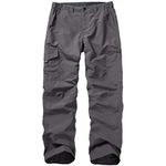 linlon Men's Outdoor Casual Quick Drying Lightweight Hiking Cargo Pants with 8 Pockets, Grey （non-convertible), 34