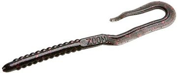 Zoom Bait U Tail Worm Bait, Black Red Glitter, 6-Inch, Pack of 20