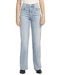 Silver Jeans Co. Women's Highly Desirable High Rise Trouser Leg Jeans, Med Wash Acs212, 32W x 31L