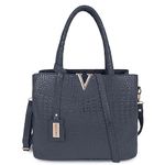 MARK & KEITH Glossy Croco Textured Tote Bag with Zip Closure For Women | Detachable & Adjustable Sling Strap | Shoulder Bag For Women | Bag for ledis (Grey)