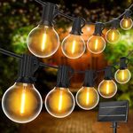 SUWIN 102FT Solar Festoon Light Outdoor, LED String Lights Garden with 50+2 Shatterproof Globe Bulbs, Waterproof Solar Fairy Lights for Patio, Garden, Terrace, Backyard, Balcony, Party