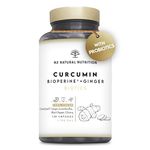 Turmeric Curcumin 95% with Bioperine®, Probiotics 2 Billion UFC & Ginger, 130 Days of 10.000 mg CurQreal® Curcumin, Prebiotics, Anti-inflamatory, Antioxidant, Supports Digestion N2 Natural Nutrition