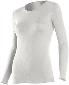 ColdPruf Women's Authentic Dual Layer Long Sleeve Crew Neck Base Layer Top, Winter White, Large