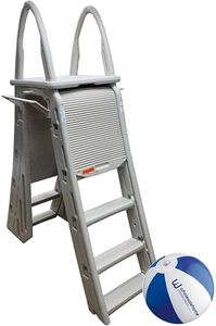 Confer Plastics 7200 Above Ground Pool Ladder Adjustable 48" to 56" Roll-Guard A-Frame Safety Ladder, Swimming Pool Ladder with Wholesalehome Beach Ball