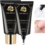 UNA GELLA Solid Nail Tips Glue Gel 2 * 40ml Lamp Curing Needed Soak Off Soft Gel Nail Tips Glue Super Strong Nail Glue Gel for Acrylic Nails Extension Fake Nail Tips Press On Glue for Gel Jelly Tips