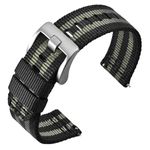 ANNEFIT Nylon Watch Strap for Men 18mm, Quick Release Military Watch Band with Heavy Duty Stainless Steel Buckle (Black/Grey)