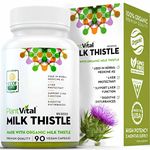 Plantvital Organic Milk Thistle Extract Capsules. 3 Month Supply Vegan. 80% Silymarin Flavonoids. Can protect, support liver function & digestive disturbances. Non-GMO