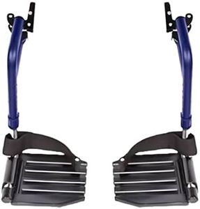HEALTHLINE Adjustable Wheelchair Footrests with Heel Loops – Fits Many Standard Models with 1-3/8" Pin Spacing – Check Dimensions Before Purchase – Swing-Away Design, Height Adjustable, Blue (Pair)