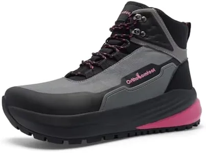 Women's Orthopedic Sports Walking Shoes: Comfortable Plantar Fasciitis High Instep Supportive Swollen Feet Orthotic Tennis Shoes, Fashion Non Slip Nature Walks Hiking Boots Black Rose Red Size 7.5