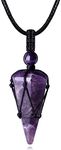 MAIBAOTA Crystal Necklaces for Men Women Healing Stone Pointed Pendant Necklace Adjustable Rope Natural Reiki Gemstone Necklace Jewelry, rope, stones