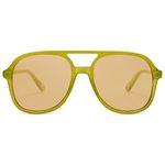 SOJOS Retro Polarized Aviator Sunglasses for Women Men Classic 70s Vintage Trendy Square Oversized Aviators SJ2174, Olive Green/Brown