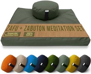 Bean Products Meditation Cushion Set - Zafu and Zabuton Meditation Pillows for Sitting on Floor, Yoga Cushion, Cotton Yoga Pillow, Zen Kneeling Prayer Pad- Made in USA - Round, Earth