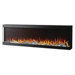 Napoleon Trivista Pictura 60 - NEFL60H-3SV - Wall Hanging Electric Fireplace, 60-in, Black, Glass Front, Realistic Flames, LED Ember Bed, Adjustable Flame Height/Colours, Remote Included