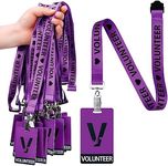 Colarr 25 Pack Volunteer Lanyard with PVC Plastic Card Pass Volunteer Badges ID Breakaway Lanyard for Events Fundraising Church, Events, School Volunteer (Purple)