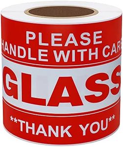 Hybsk 3x5 inch Handle with Care Thank You Glass Stickers Adhesive Label 100 Per Roll (3x5 inch)