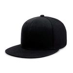 CHOK.LIDS Flat Bill Visor Classic Snapback Hat Blank Adjustable Brim High Top End Trendy Color Style Plain Tone Baseball Cap (Black)