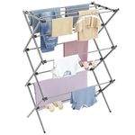 HOMIDEC Clothes Airer,3-Tier Foldable Clothes Drying Rack,Clothes Horse with 11 Thickened Poles Bearing Weight 20kg,Space Saving Clothes Dryer for Indoor Outdoor.Grey（73 * 37 * 115cm）