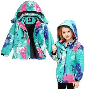Simplee kids Girls Waterproof Ski Snow Jacket Fleece Raincoat Colorful Winter Coat Warm Hooded