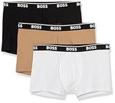 BOSS Men's Three Pack Power Trunks, Iconic Camel, Blank White, Deep Black, Large