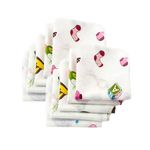 Trance Home Linen Super Soft 100% Cotton Thin Malmal Face Towels | Reusable Hygiene Wash Cloth | Napkin For New Babies | School Use (Small 40X40 Cm,Nursery Designs - Pack Of 10 Pcs), 200 Tc