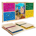 Becko US Portable Jigsaw Puzzle Board, Wooden Puzzle Table, 4 Sorting Drawers with Protective Lids, Smooth Flannel Top, for 1000 Piece Jigsaw Puzzles