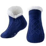 Niorasen Slipper Socks Women Men, Thick Fluffy Socks with Grippers, Cosy Warm Winter Non-Slip Socks Ladies Girls, Women Gifts Indoor Home House Bed, UK 4-10, Blue