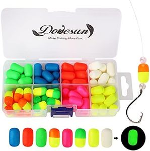 Dovesun Foam Floats Pompano Rigs Fishing Rig Floats Fly Fishing Floats Bright Color Cylindrical with Tackle Box 80PCS