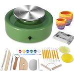 Mini Pottery Wheel Kit, 6 Inch Pottery Wheel for Kids, Clay Wheel Pottery for Adults, Beginners, Crafts for Home DIY, Ceramic Work, Art Creation, Including 21PCS Clay Tools (Green)