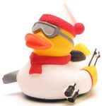 Duckshop Skier Bath Duck - White I Winter Sports Squeaky Duck I L: 8.5 cm I Gift for Apre Ski I Gift for Skiers