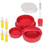 3 In 1 Burger Press Patty Maker Kit with 2 sets of yellow corn fork, Silicon Brush and 50 Pcs Wax Hamburger Press Patty Paper