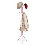 Youyijia Coat Rack Stand Cloak Rack Metal Hanger with 12 Hooks Clothes Rack 3 Tier Freestanding Storage Holder Hat Handbag Jacket Umbrella Hanging Organiser for Homes Office Entryway Hallway Pink