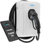Masterplug Smart EV Home Wall Charger for Type 2 Electric and Plug-In Hybrid Vehicles, Tethered with 5m Cable, Mode 3, App Control, Solar Charging, Single Phase, White, IP65, 7.4kW, 32A, EVCM3ST7W-MP