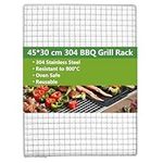 The Fellie BBQ Grill Grate, 304 Stainless Steel Outdoor Barbecue Replacement Grill Net, Square Wire Rack Cooking Mesh, Camping Picnic Tool for Works on Smoker, Pellet, Gas and Charcoal Grill(45*30cm)