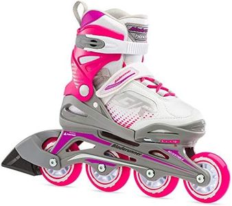 Bladerunner Rollerblade by Phoenix Girls Adjustable Fitness Inline Skate, White and Fuchsia, Junior, Value Performance Inline Skates, Youth Junior 1 to 4