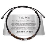 HAYOUWAY Mens Bracelet Gifts Son Bracelet from Mum Dad, I Love You Morse Code Bracelet To My Son Bracelet for Men Boys Son Gift, Adjustable Personalized Magnetic Beaded Bracelet with Warm Message Card