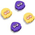 Switch Thumb Grips Joystick Caps Compatible with Splatoon Nintendo Switch/OLED/Lite Controller, FUNLAB Cute Silicone Analog Stick Cover, 4PCS - Yellow & Purple, Octopus & Squid