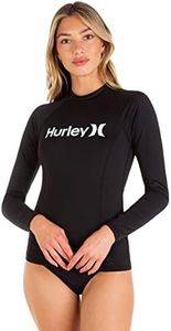 Hurley Men's Standard OAO Mock Neck Long Sleeve Rashguard, Black, Medium