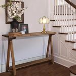 iVilla Farmhouse Console Tables for Living Room, Solid Wood 2-Tier Sofa Table, Rustic Hallway Table for Entryway, Natural