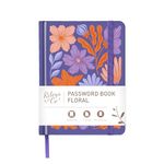 Rileys & Co. Password Book with Alphabetical Tabs, Password Keeper, Password Books for Seniors, Password Notebook for Internet Login, Website, Username (6 x 5 Inches, Purple - Floral)