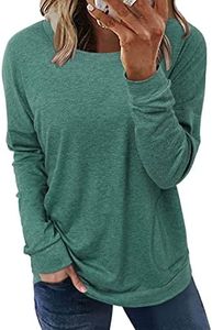 ONLYSHE Women Casual Loose Crewneck Sweatshirt with Pockets Long Sleeve Pullover Top Shirts Green XXL